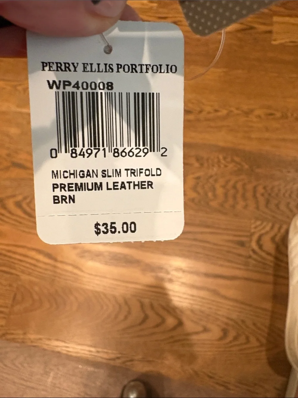 Perry Ellis Portfolio Slim Leather Wallet- Dark Brown